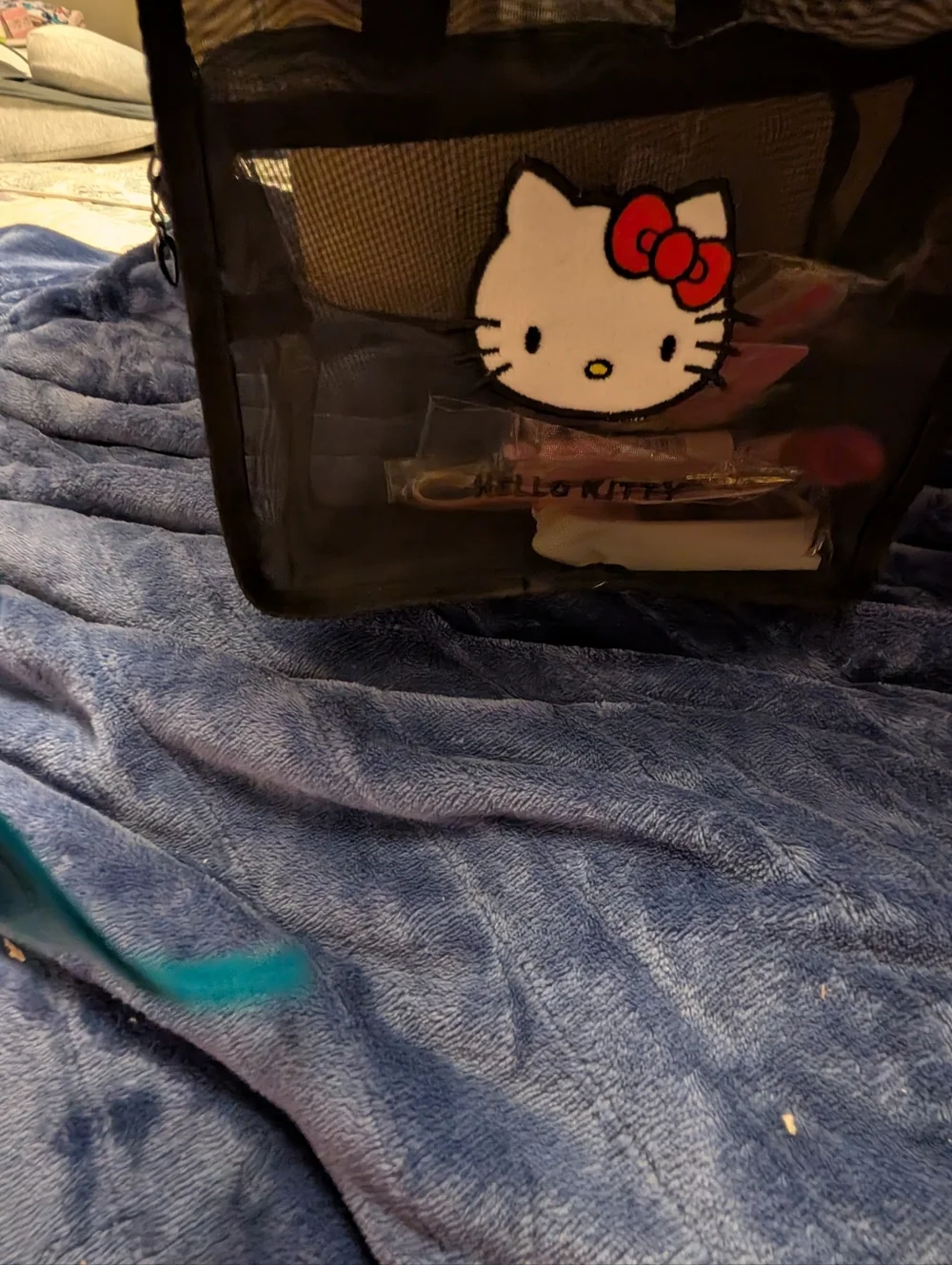 Hello Kitty Black Pouch with Red & Pink Character Accessories Bundle